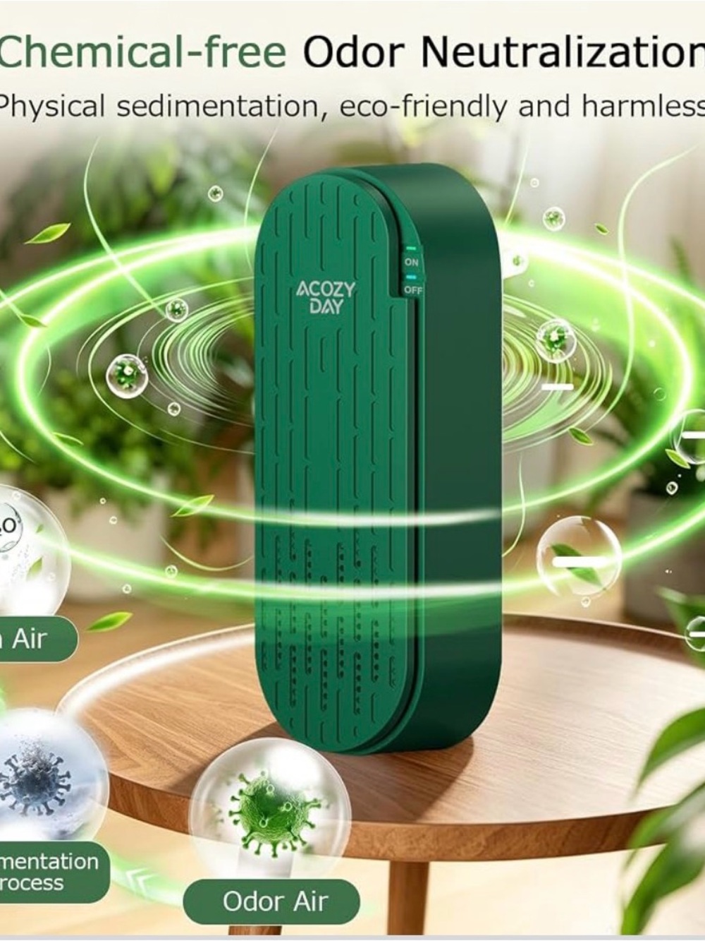 Portable Green Odor Neutralizer - Chemical-Free Air Purifier